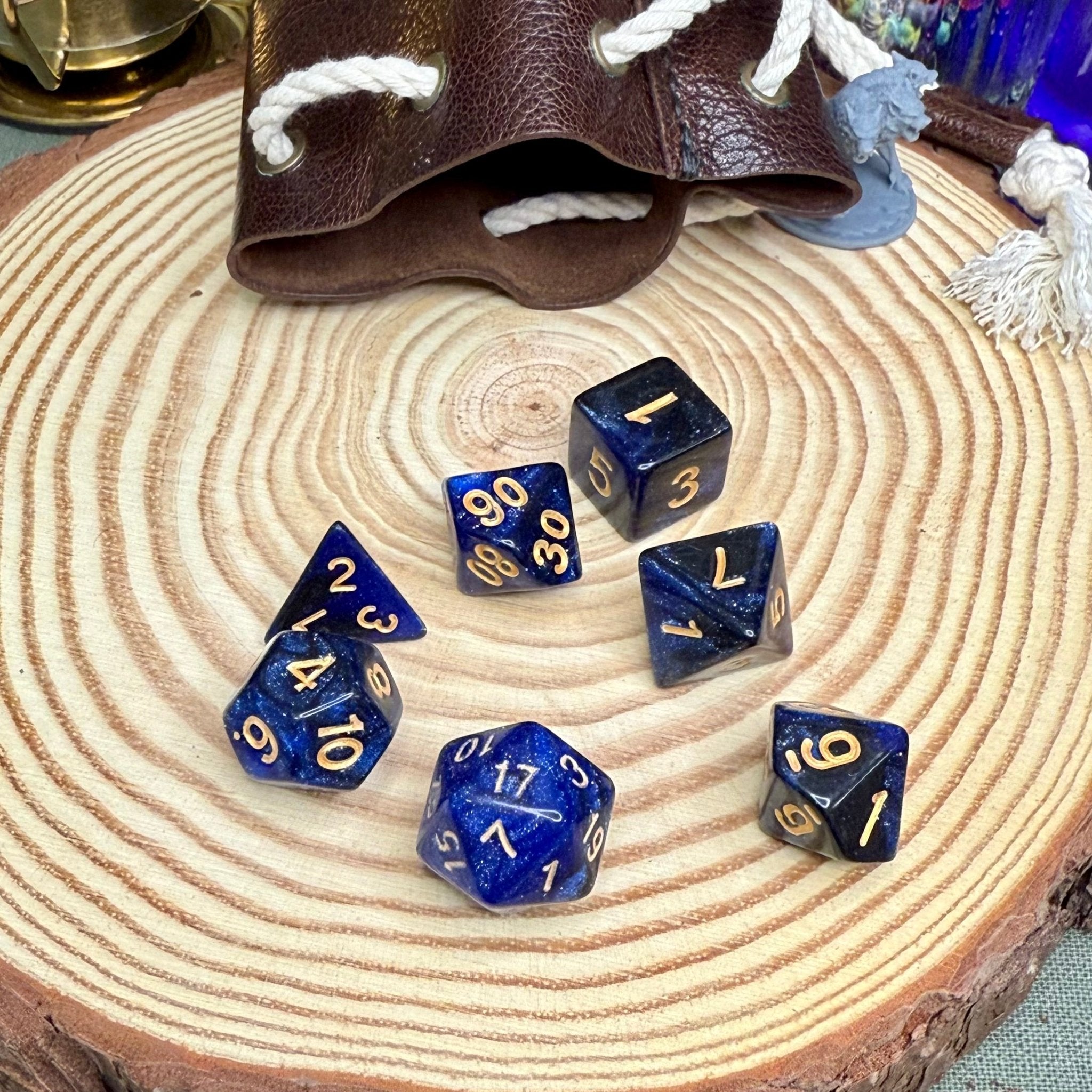 Glitter Double Colours 7 Piece Poly Dice Set - The Wandering Satchel