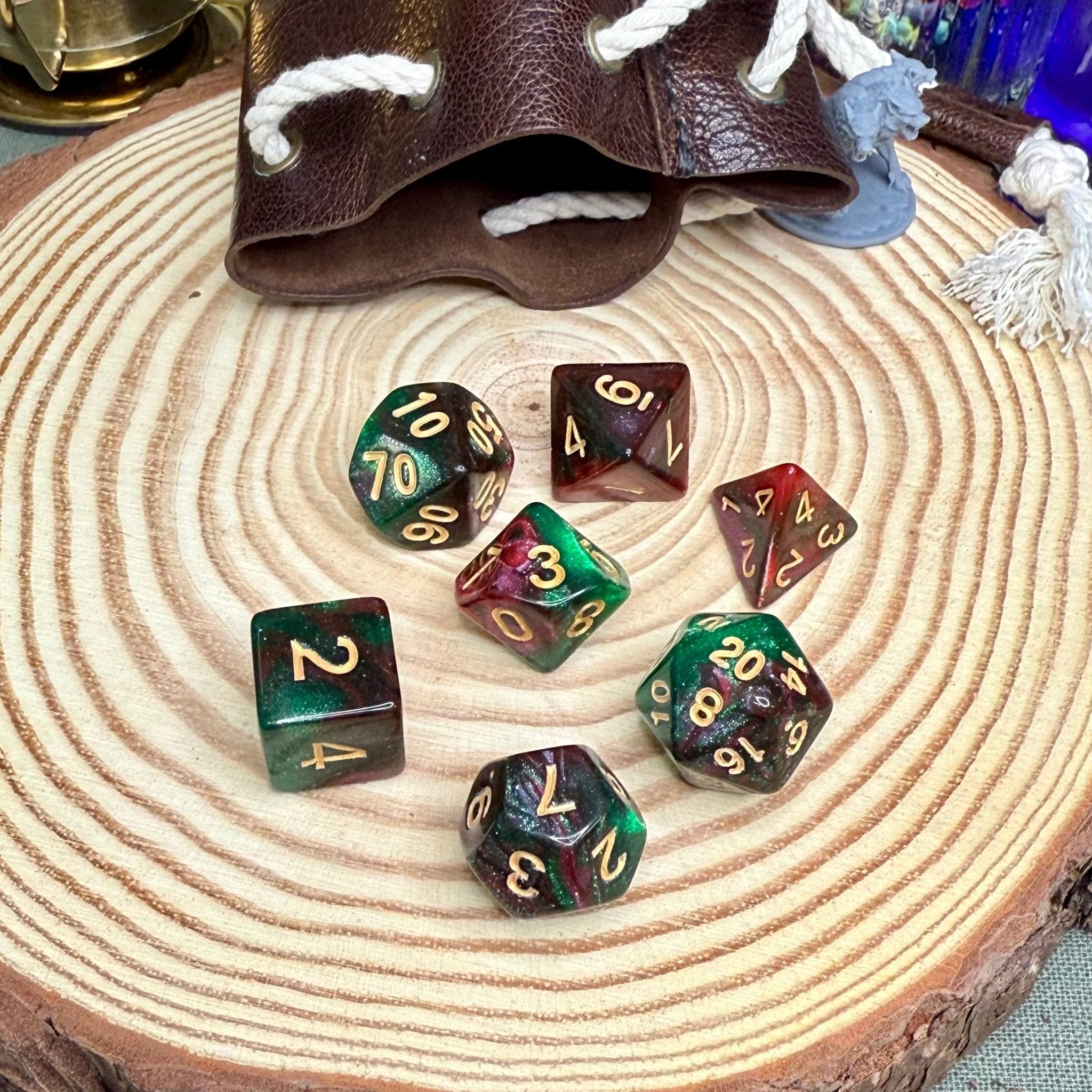 Glitter Double Colours 7 Piece Poly Dice Set - The Wandering Satchel