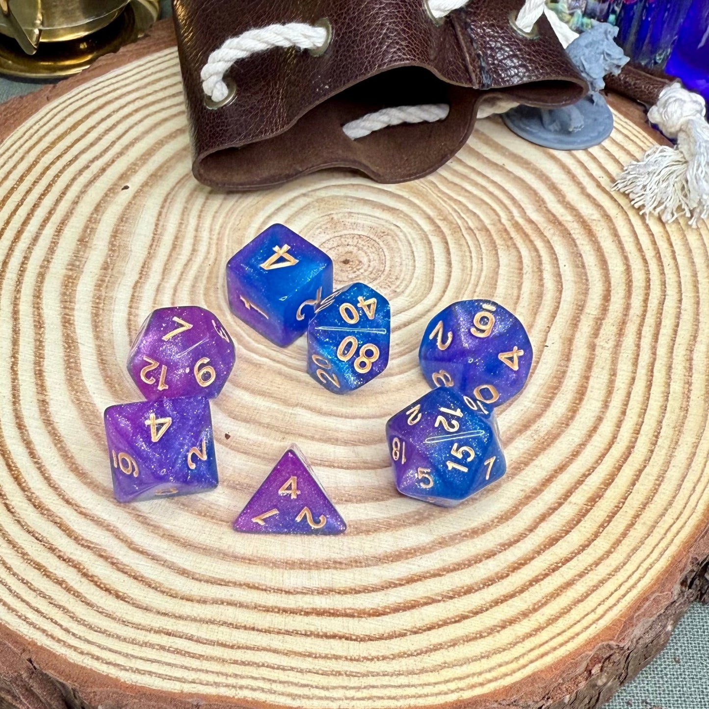 Glitter Double Colours 7 Piece Poly Dice Set - The Wandering Satchel