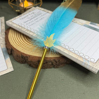 Gold Tipped Feather Ballpoint Pen Prop - The Wandering Satchel