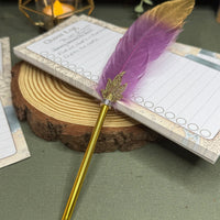 Gold Tipped Feather Ballpoint Pen Prop - The Wandering Satchel