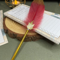 Gold Tipped Feather Ballpoint Pen Prop - The Wandering Satchel