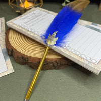 Gold Tipped Feather Ballpoint Pen Prop - The Wandering Satchel