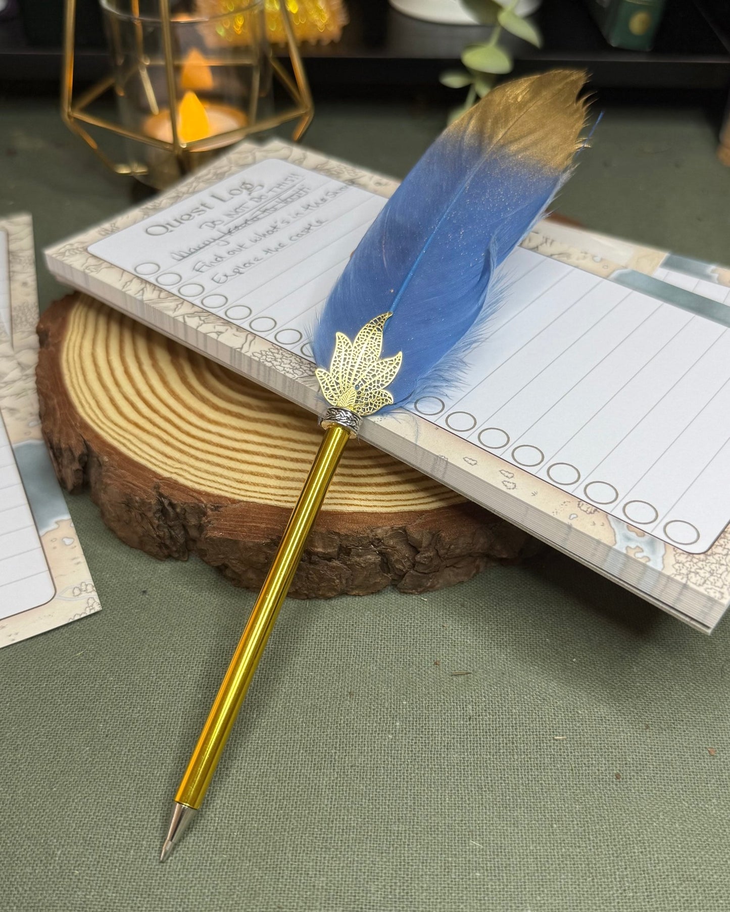 Gold Tipped Feather Ballpoint Pen Prop - The Wandering Satchel