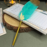 Gold Tipped Feather Ballpoint Pen Prop - The Wandering Satchel