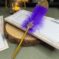 Gold Tipped Feather Ballpoint Pen Prop - The Wandering Satchel