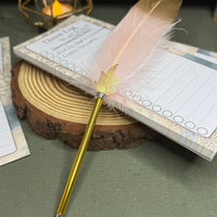 Gold Tipped Feather Ballpoint Pen Prop - The Wandering Satchel