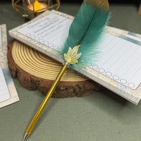Gold Tipped Feather Ballpoint Pen Prop - The Wandering Satchel