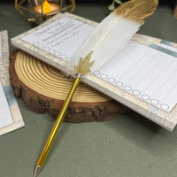 Gold Tipped Feather Ballpoint Pen Prop - The Wandering Satchel