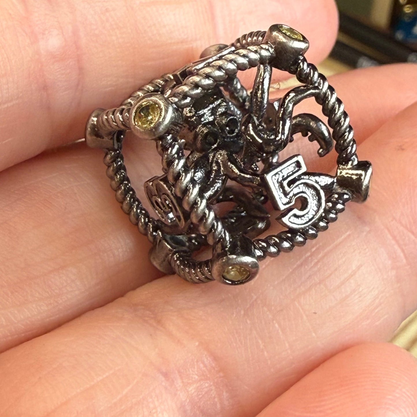 Hollow Octopus Cage 7 Piece Metal Poly Dice Set - The Wandering Satchel