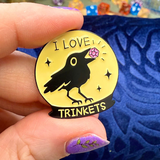 I Love Trinkets Crow Enamel Pin - The Wandering Satchel