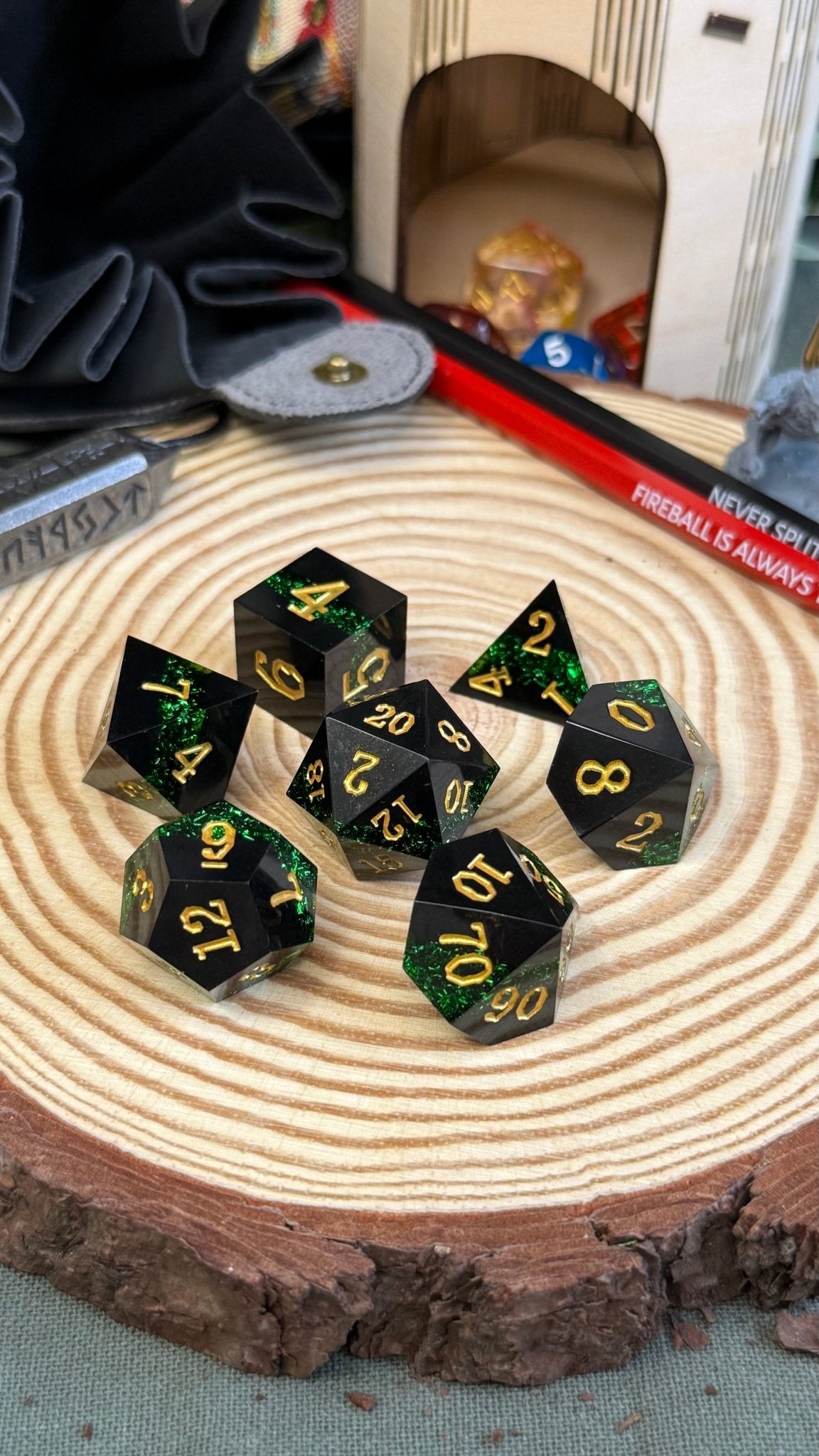 Layered Glitter 7 Piece Resin Poly Dice Set - The Wandering Satchel