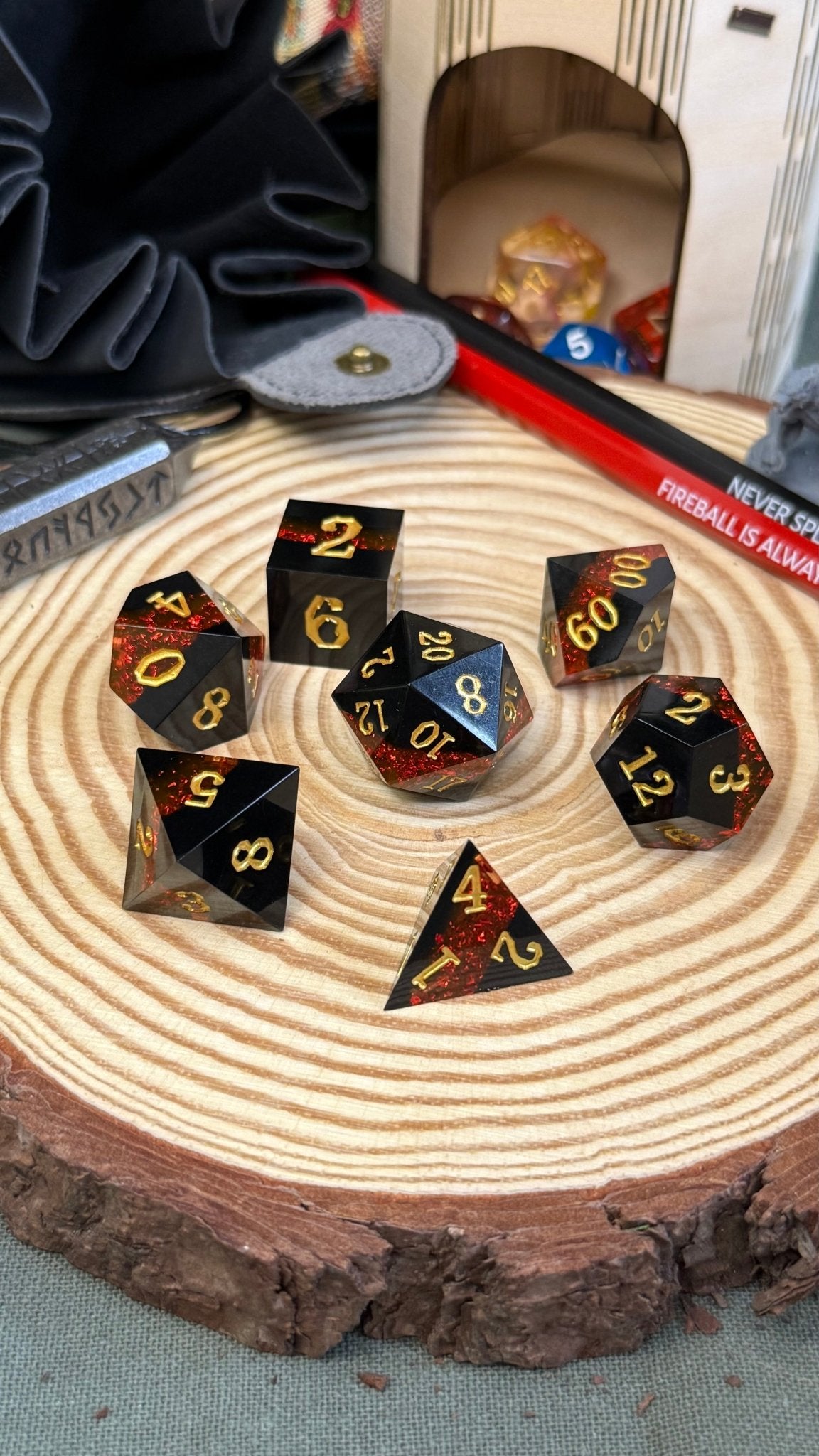 Layered Glitter 7 Piece Resin Poly Dice Set - The Wandering Satchel
