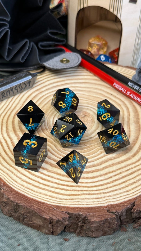 Layered Glitter 7 Piece Resin Poly Dice Set - The Wandering Satchel