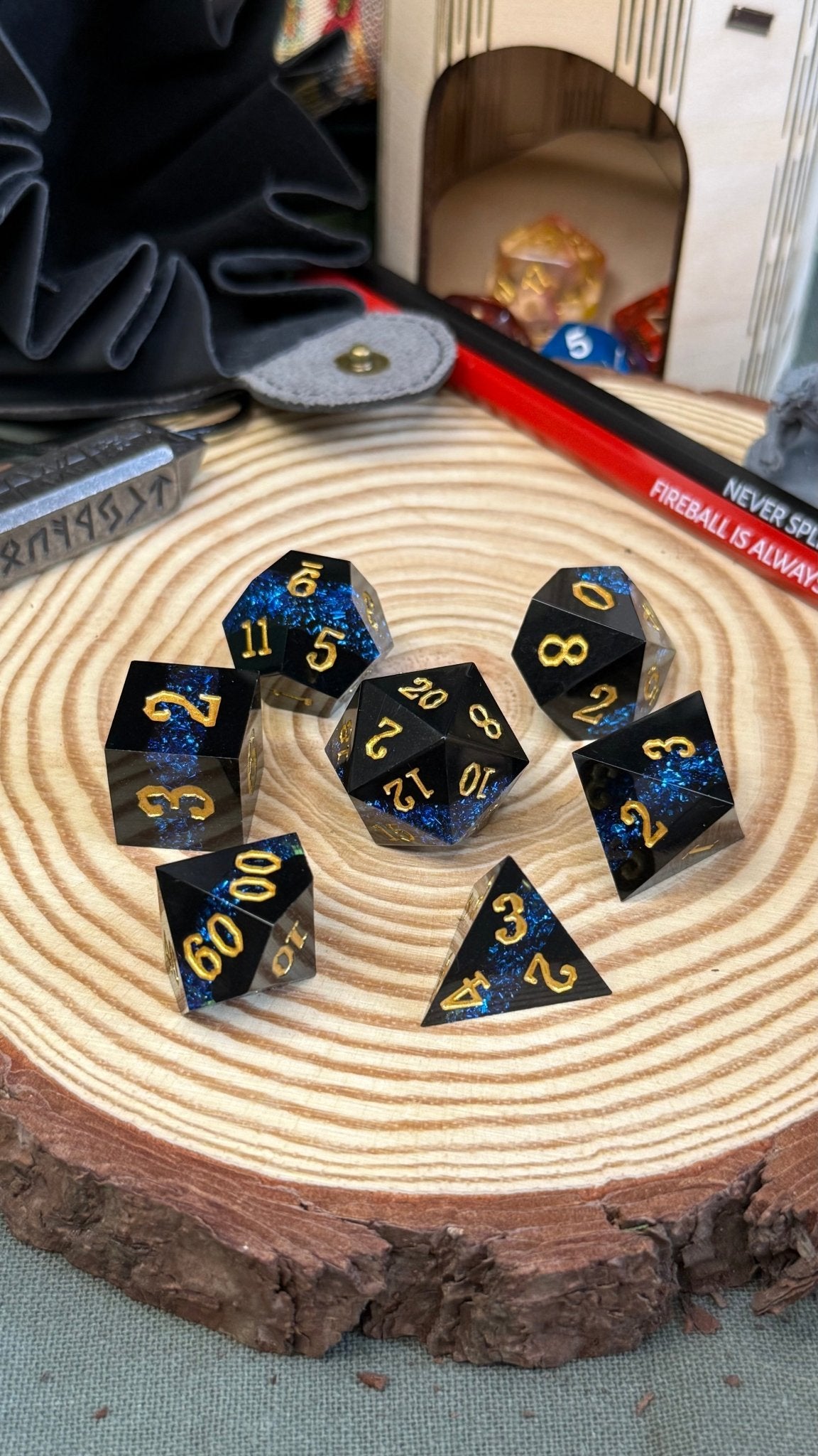 Layered Glitter 7 Piece Resin Poly Dice Set - The Wandering Satchel
