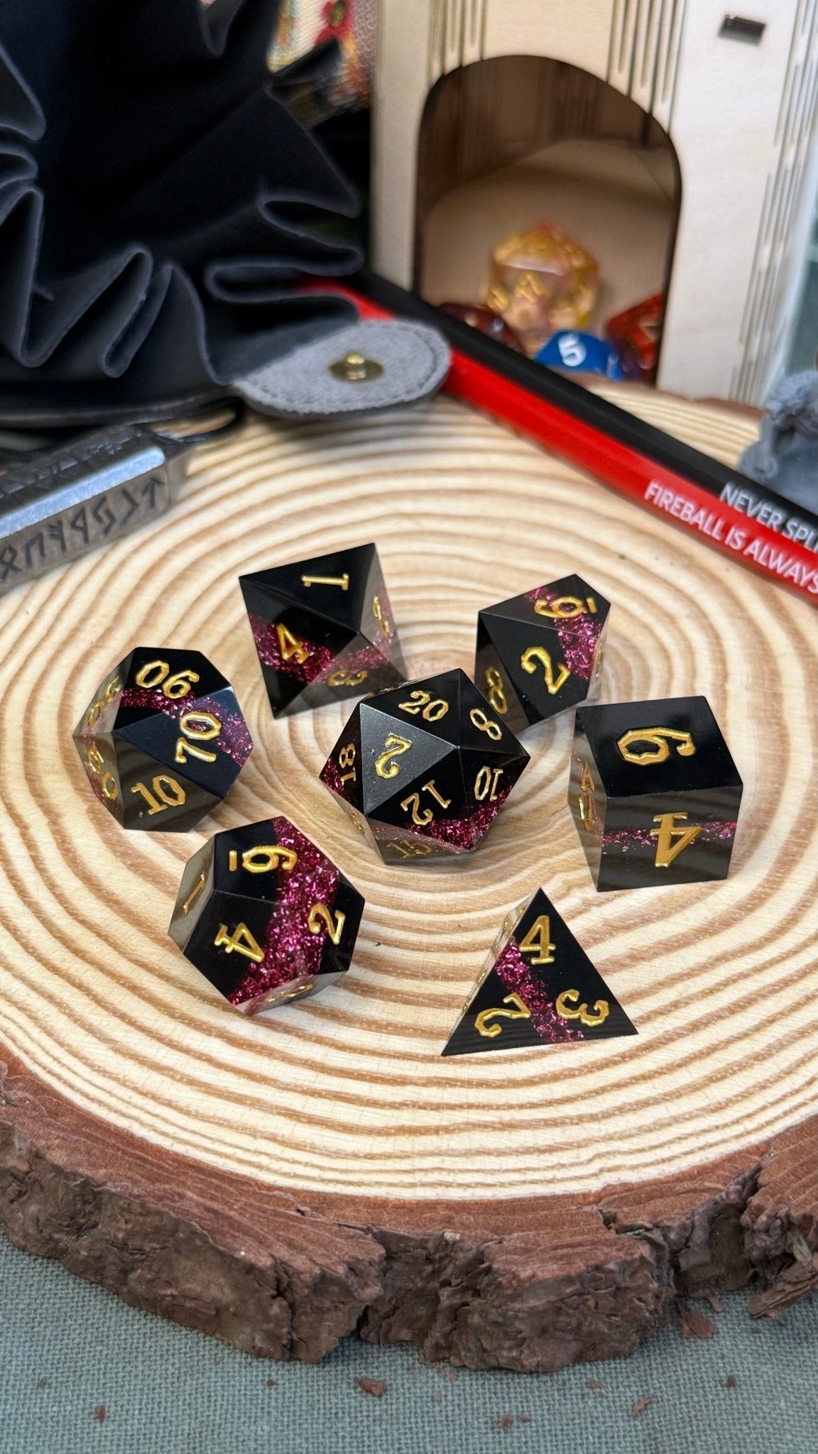 Layered Glitter 7 Piece Resin Poly Dice Set - The Wandering Satchel