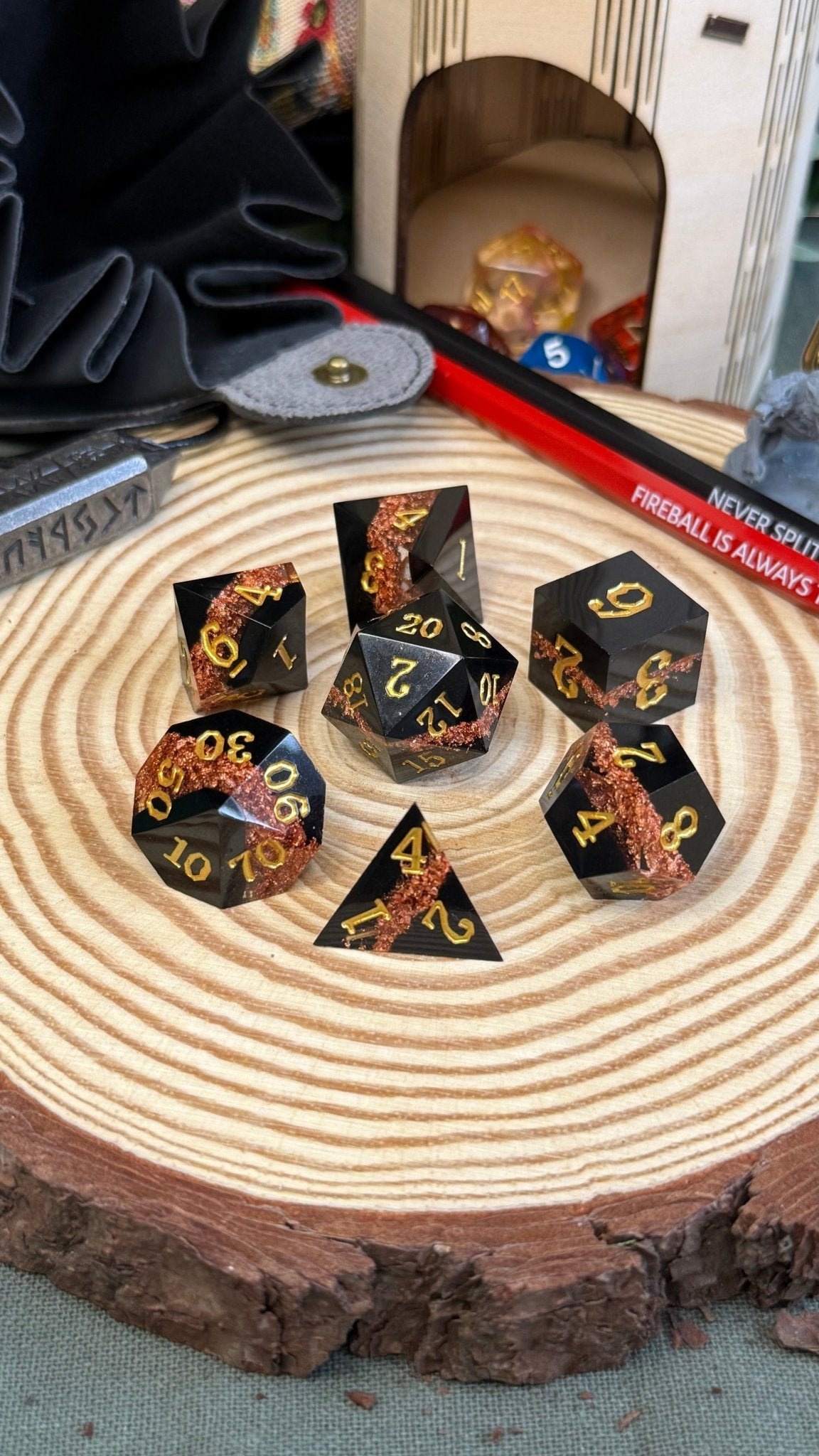 Layered Glitter 7 Piece Resin Poly Dice Set - The Wandering Satchel