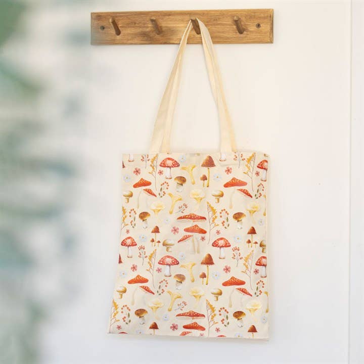 Mushroom Print Cotton Tote Bag - The Wandering Satchel