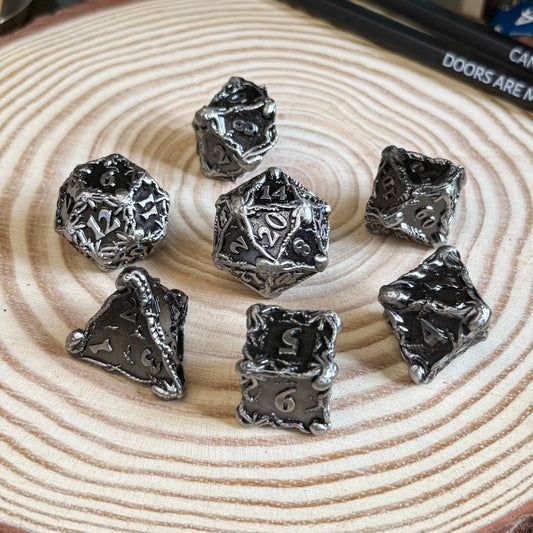 Octopus Grapple 7 Piece Metal Poly Dice Set - The Wandering Satchel