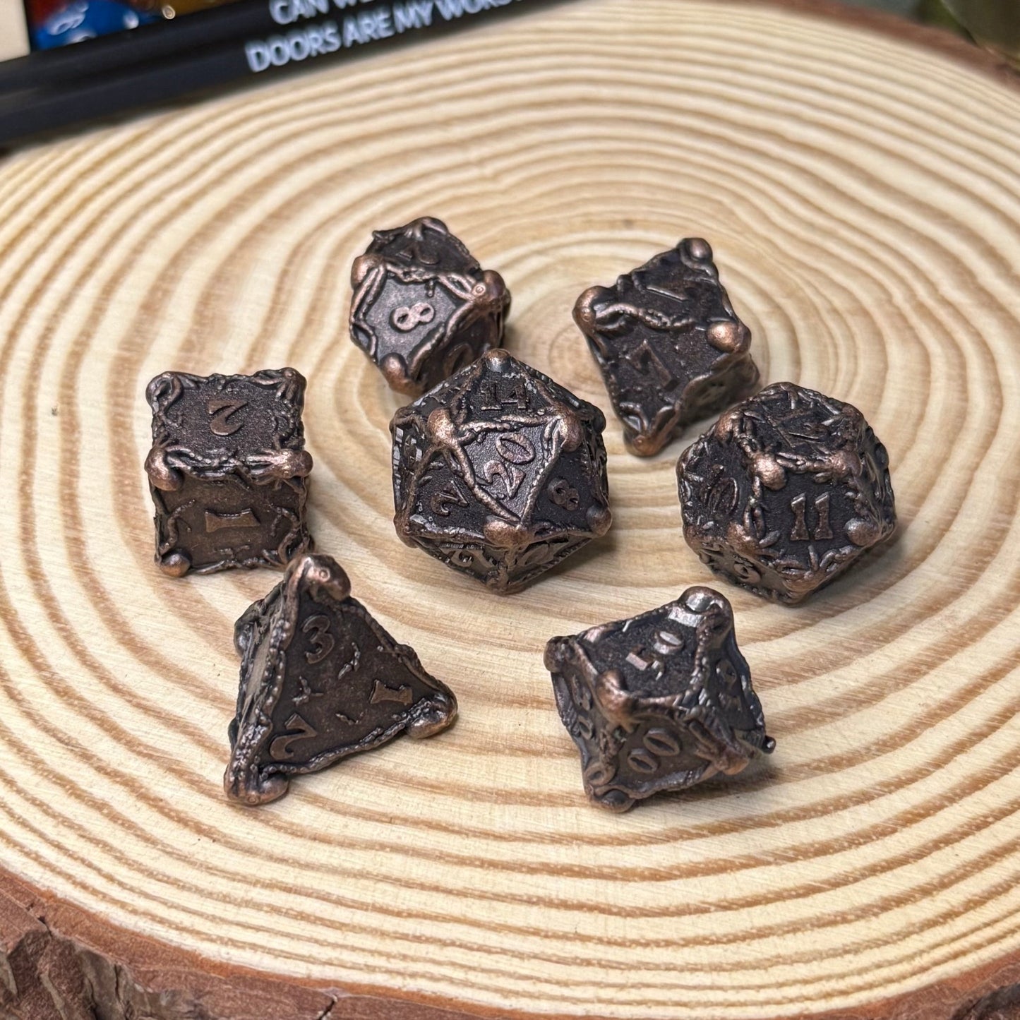 Octopus Grapple 7 Piece Metal Poly Dice Set - The Wandering Satchel