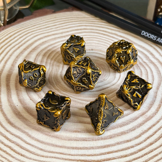 Octopus Grapple 7 Piece Metal Poly Dice Set - The Wandering Satchel