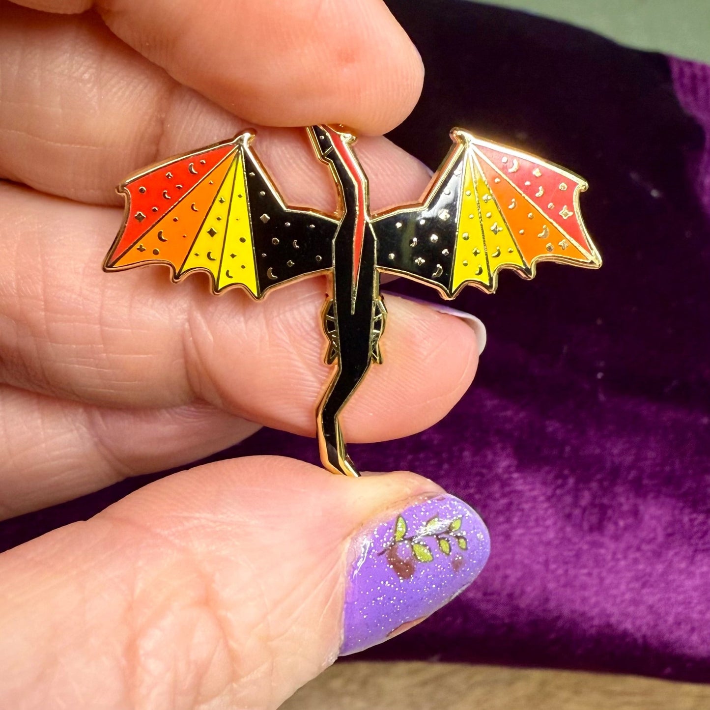 Orange and Black Dragon Enamel Pin - The Wandering Satchel