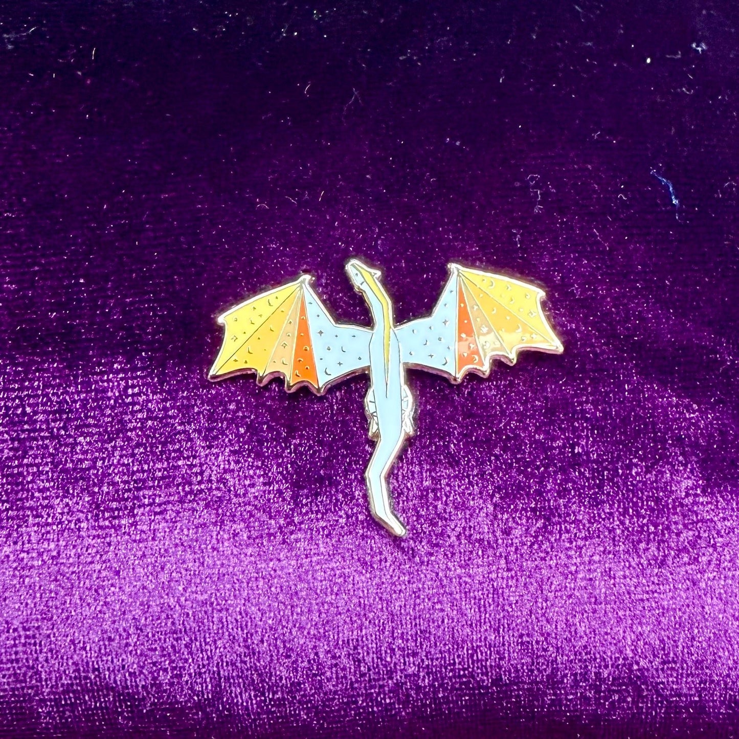 Orange and White Dragon Enamel Pin - The Wandering Satchel