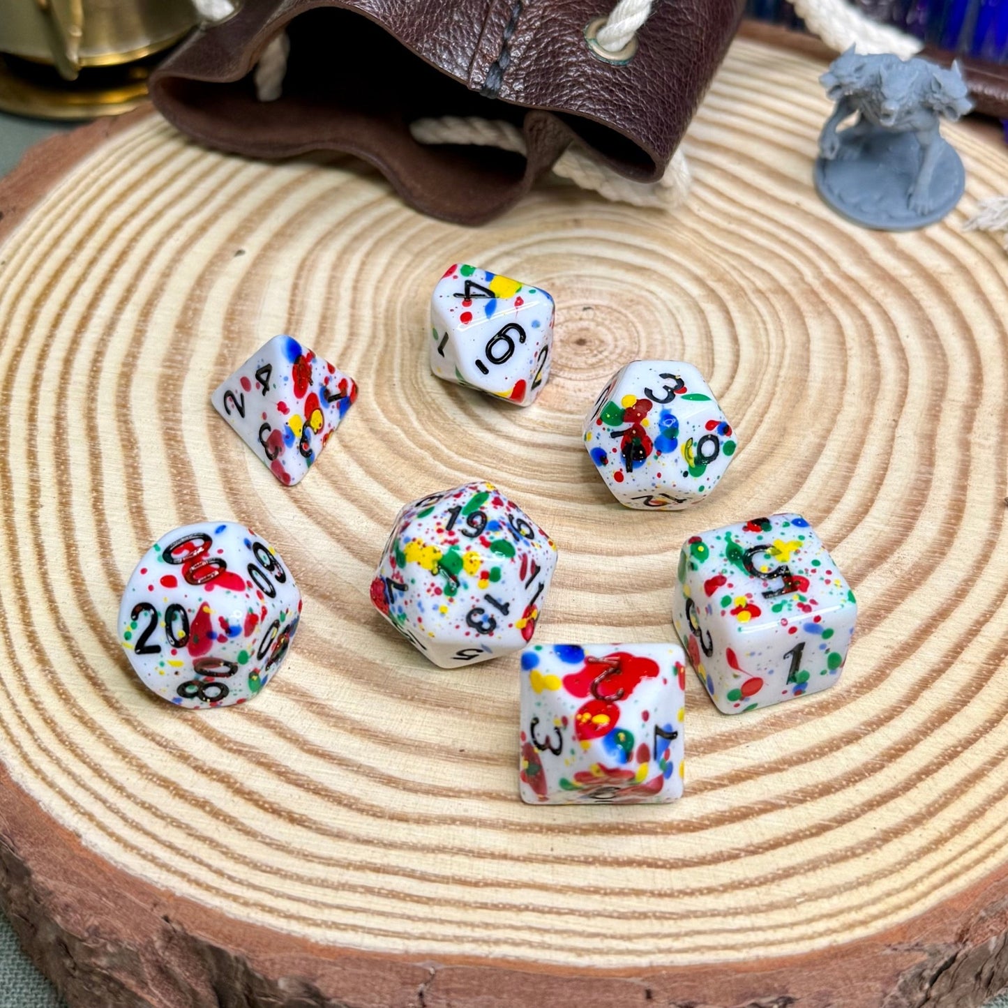 Paint Splatter 7 Piece Poly Dice Set - The Wandering Satchel