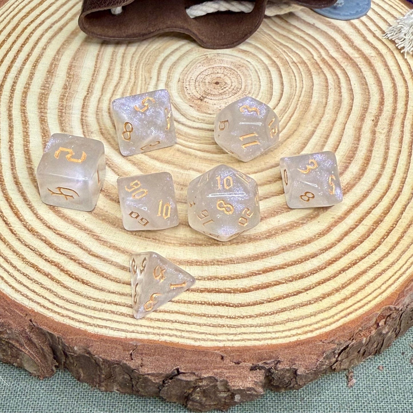 Pearly White 7 Piece Poly Dice Set - The Wandering Satchel