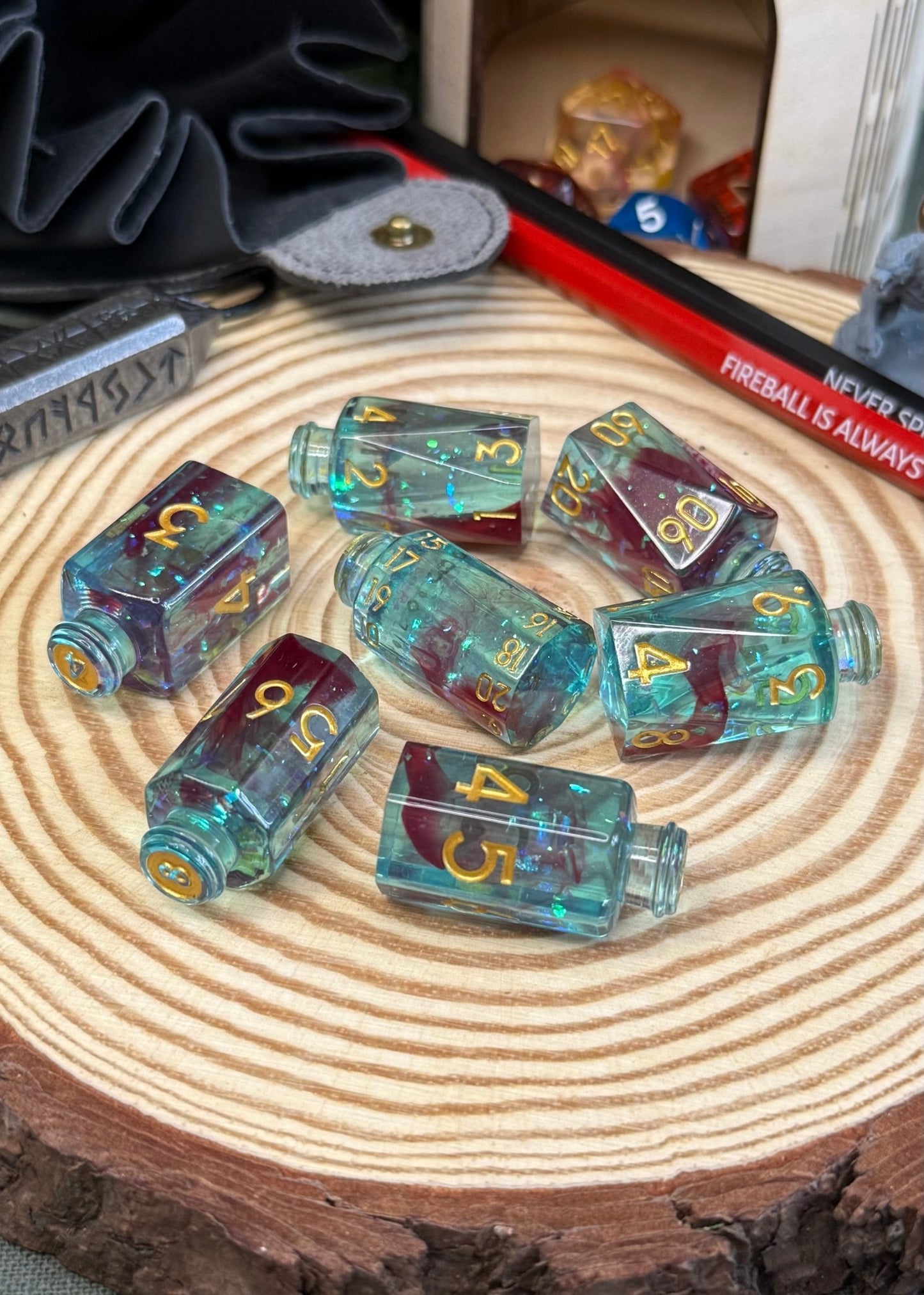Potion Bottle 7 Piece Resin Poly Dice Set - The Wandering Satchel