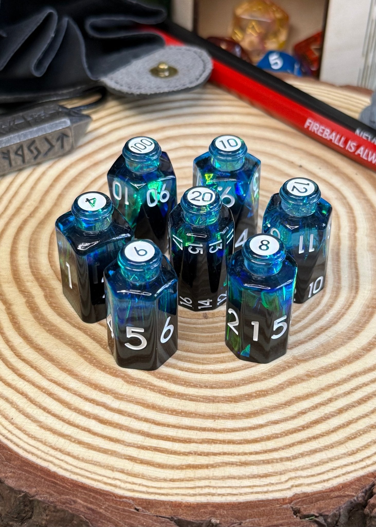 Potion Bottle 7 Piece Resin Poly Dice Set - The Wandering Satchel