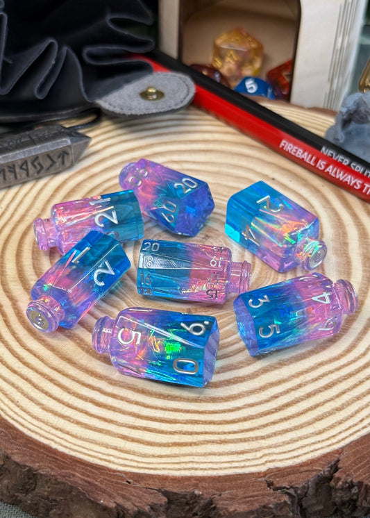 Potion Bottle 7 Piece Resin Poly Dice Set - The Wandering Satchel