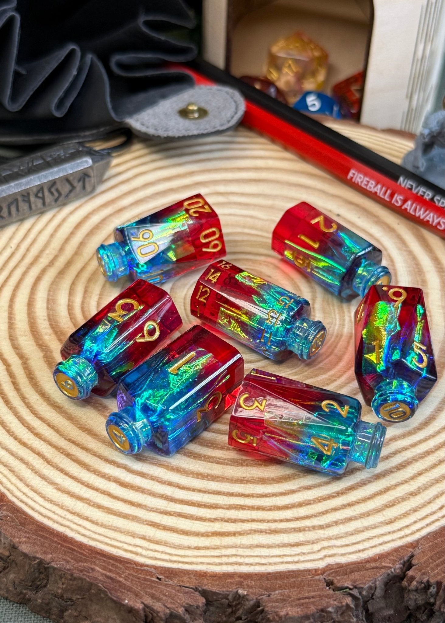 Potion Bottle 7 Piece Resin Poly Dice Set - The Wandering Satchel