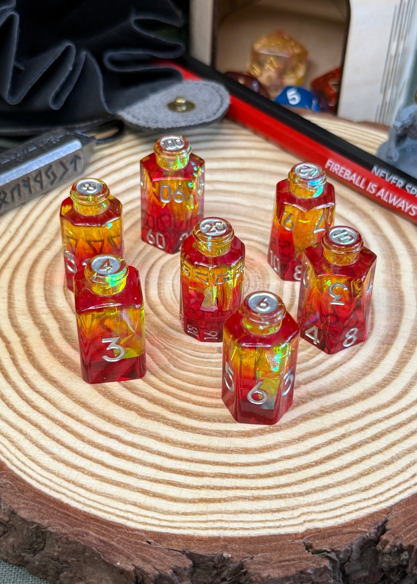 Potion Bottle 7 Piece Resin Poly Dice Set - The Wandering Satchel