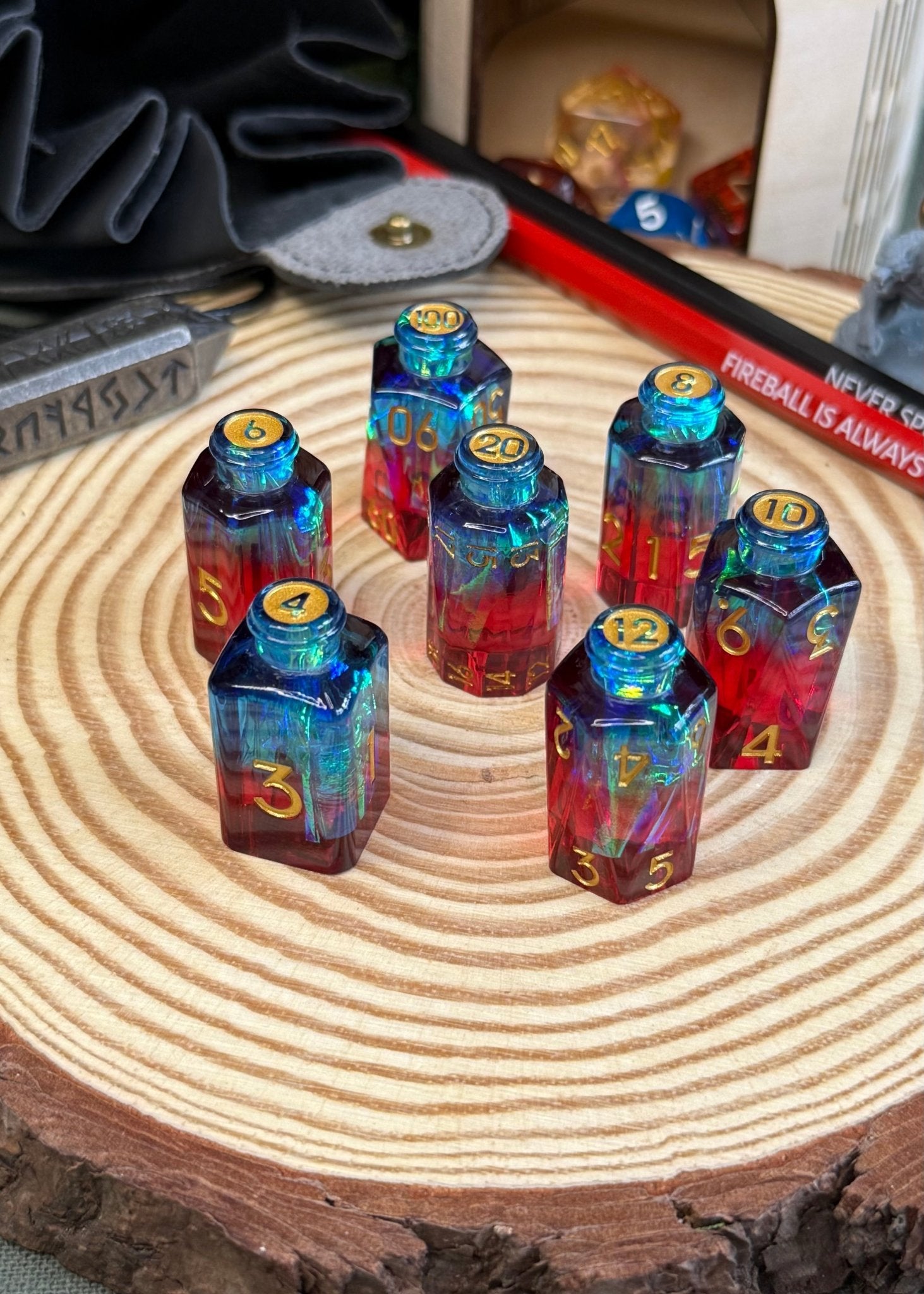 Potion Bottle 7 Piece Resin Poly Dice Set - The Wandering Satchel