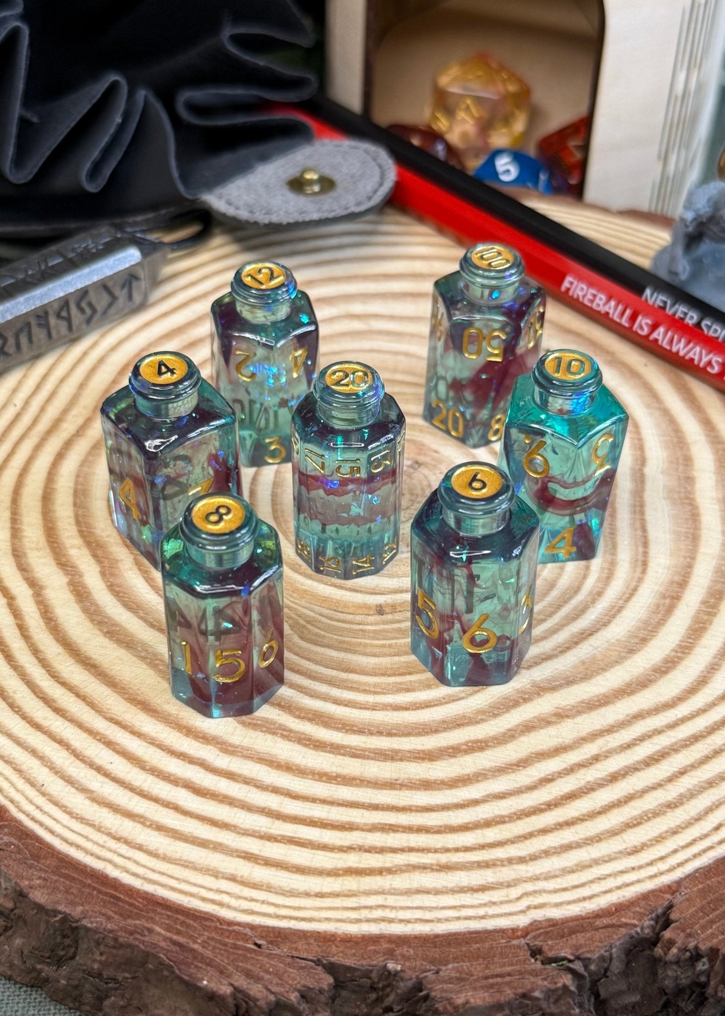 Potion Bottle 7 Piece Resin Poly Dice Set - The Wandering Satchel
