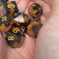 Layered Glitter  7 Piece Resin Poly Dice Set