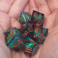 Sparkly Sharp Edge 7 Piece Resin Poly Dice Set