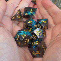 Layered Glitter  7 Piece Resin Poly Dice Set
