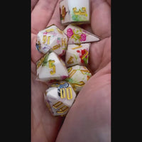 Floral 7 Piece Resin Poly Dice Set