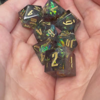 Sparkly Sharp Edge 7 Piece Resin Poly Dice Set