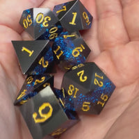 Layered Glitter  7 Piece Resin Poly Dice Set