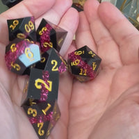 Layered Glitter  7 Piece Resin Poly Dice Set