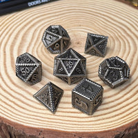 Serrated Edge 7 Piece Metal Poly Dice Set - The Wandering Satchel