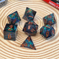Sparkly Sharp Edge 7 Piece Resin Poly Dice Set - The Wandering Satchel