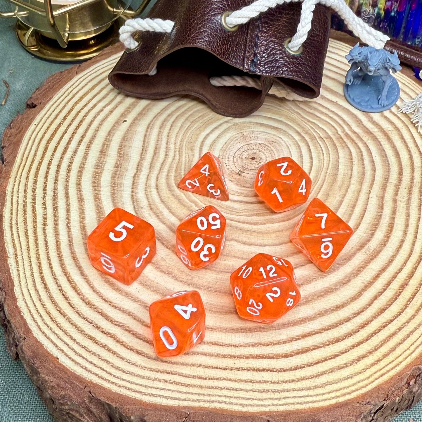 Transparent Single Colour 7 Piece Poly Dice Set - The Wandering Satchel