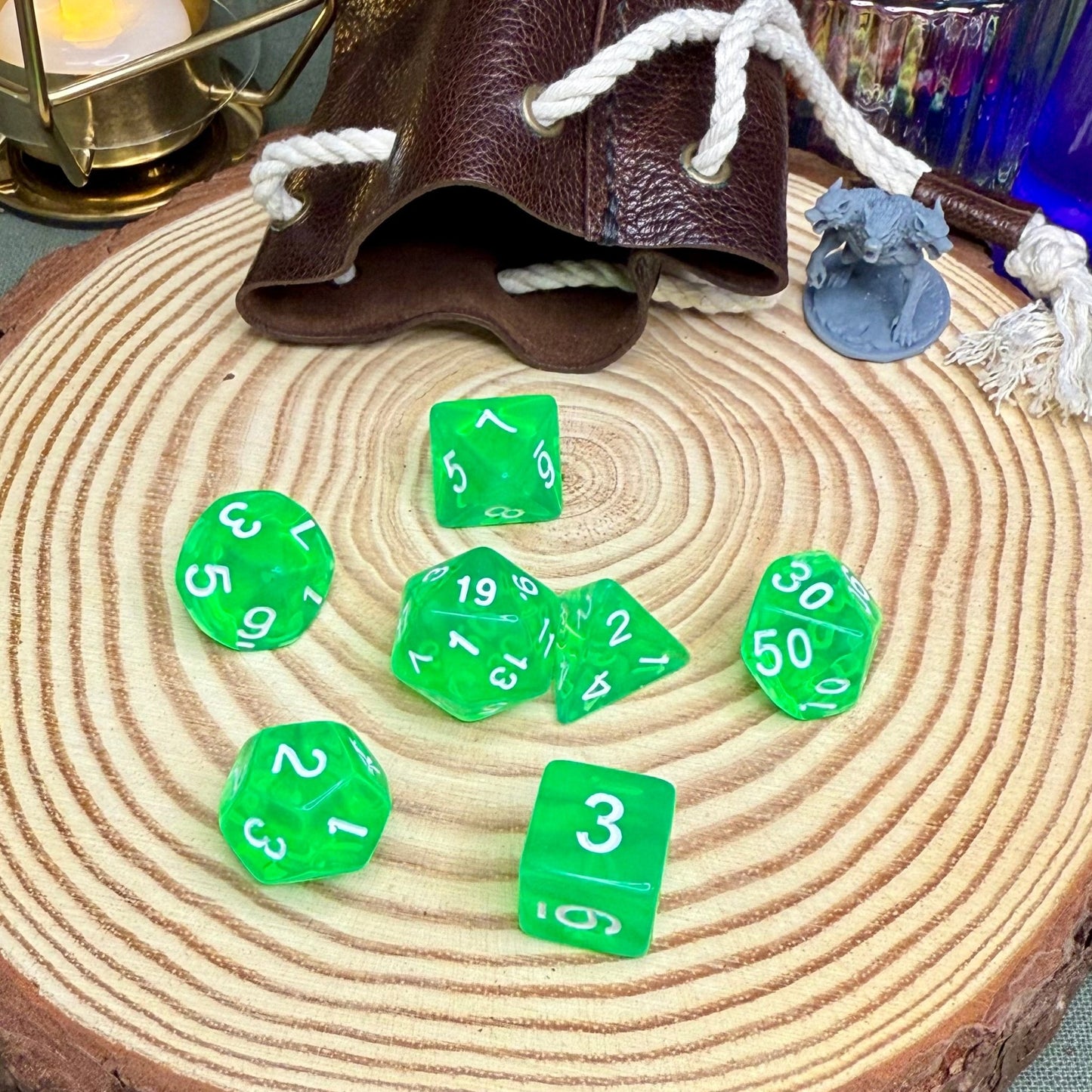 Transparent Single Colour 7 Piece Poly Dice Set - The Wandering Satchel