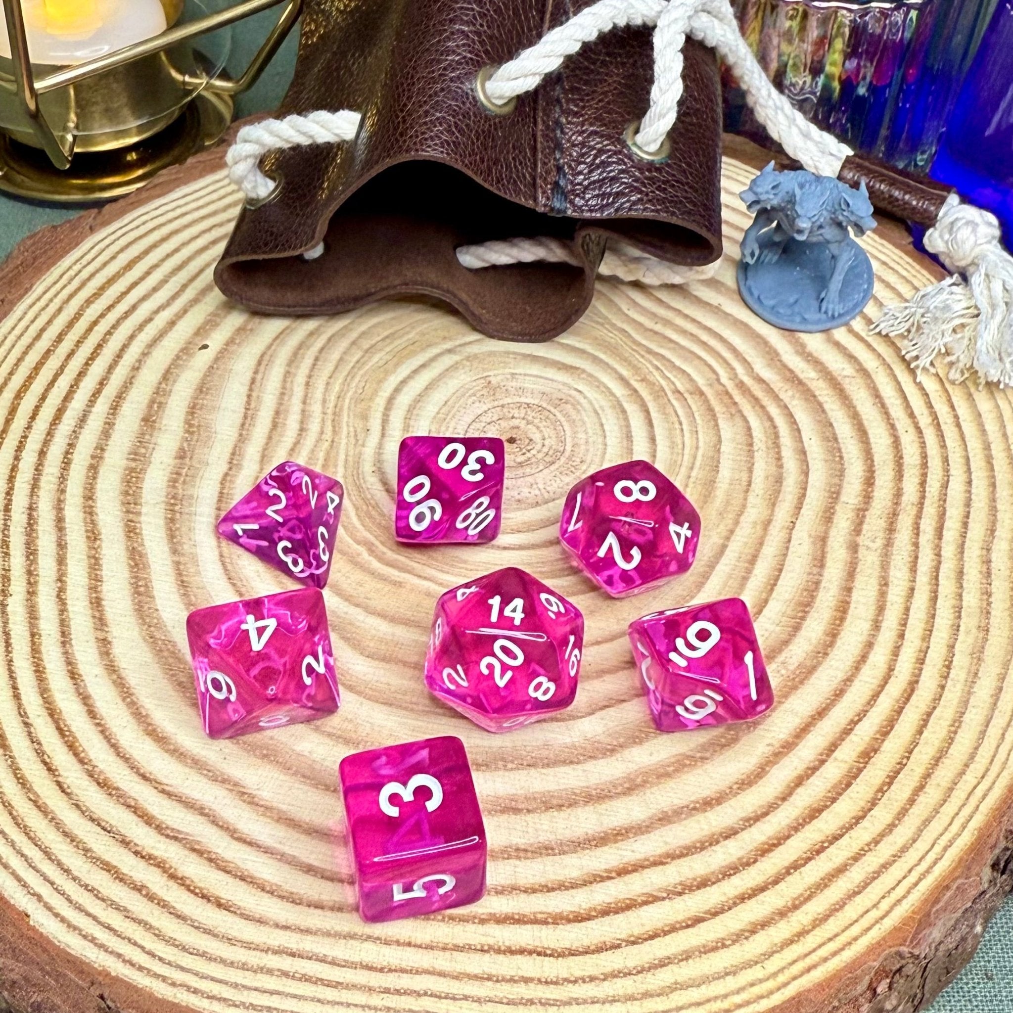 Transparent Single Colour 7 Piece Poly Dice Set - The Wandering Satchel