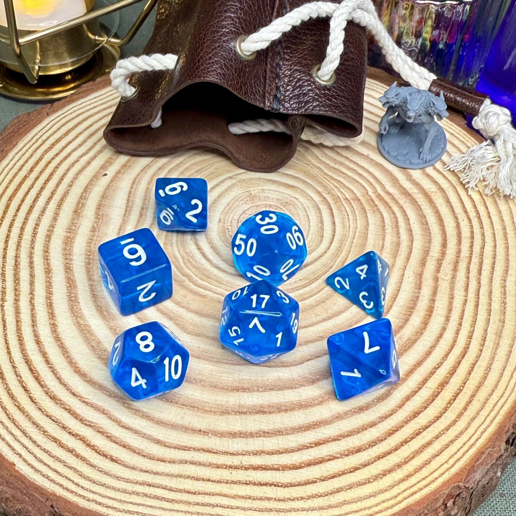 Transparent Single Colour 7 Piece Poly Dice Set - The Wandering Satchel