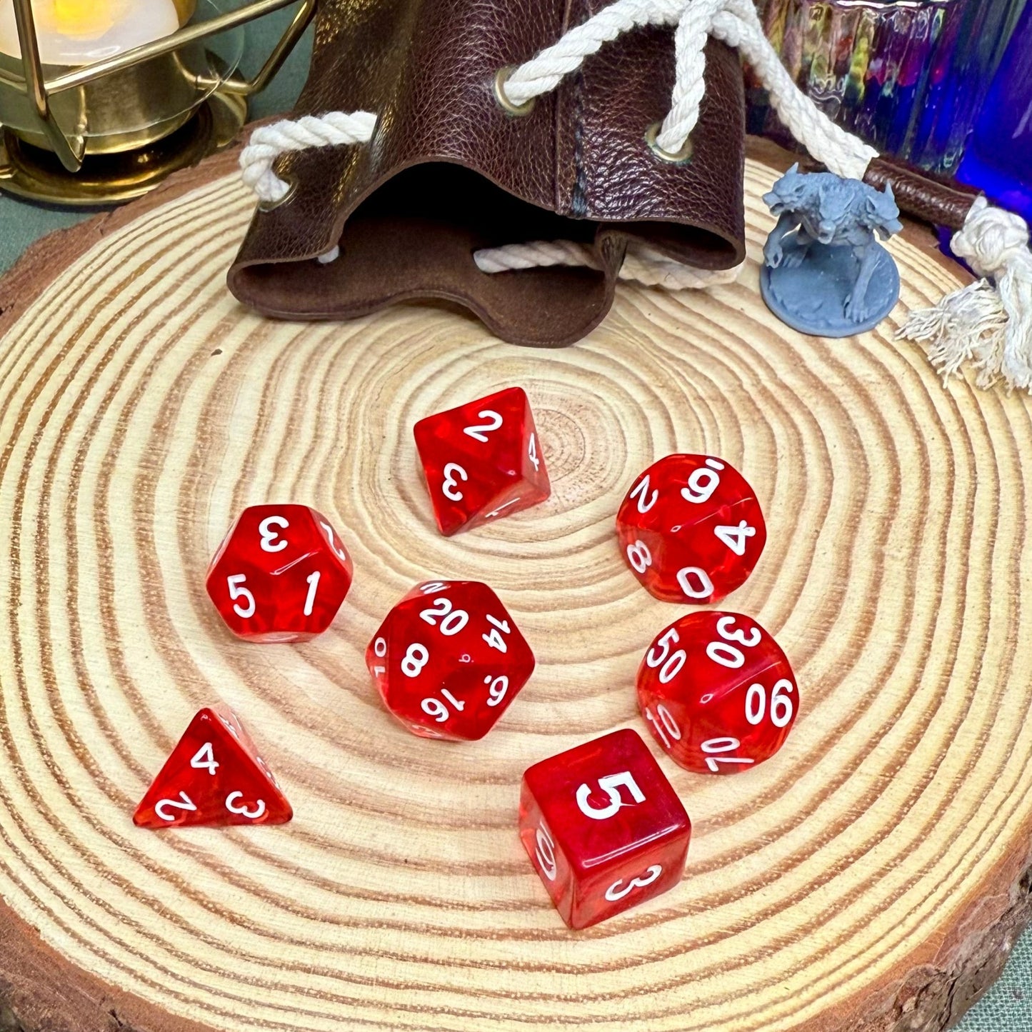 Transparent Single Colour 7 Piece Poly Dice Set - The Wandering Satchel